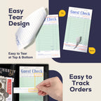 FMP Brands Guest Checks Pads 6 Pack 300 Orders, Server Note Pads, Light Green Guest Check for Servers, Waitress Notepad, Restaurant Order Pads Paper 50 Sheets/Book, Server Accessories