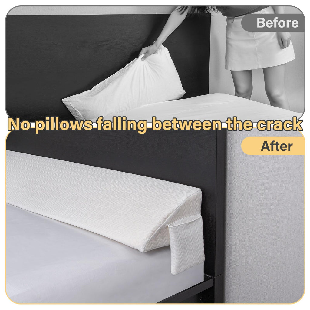 Vekkia Queen Bed Wedge Pillow for Headboard Gap/Mattress Gap Filler/Headboard Pillow/Bed Wedge Gap Filler,Stop Loosing Your Pillows