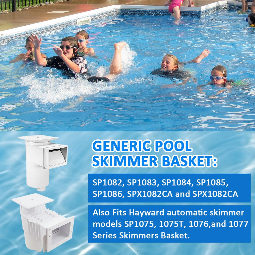 2026 New Model White SPX1082CA 7" Pool Skimmer Basket Replacement for Hayward SP1082/SP1083/SP1084/SP1085/SP1086/SP1075 Series & Aladdin B-152 Skimmers, 316 Stainless Steel Handle with Rubber Grip