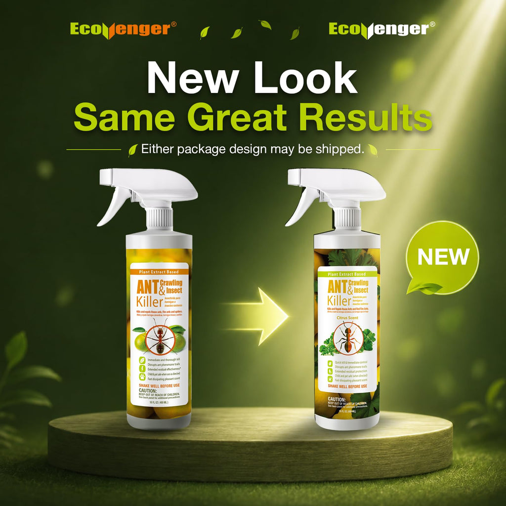 EcoVenger By EcoRaider Ant Killer & Crawling Insect Killer, 16 OZ Ready to Use, Indoor & Outdoor, Kills & Repels, Lasting Prevention, Natural & Non-Toxic Plant Based Formula, Pleasant Citrus Scent