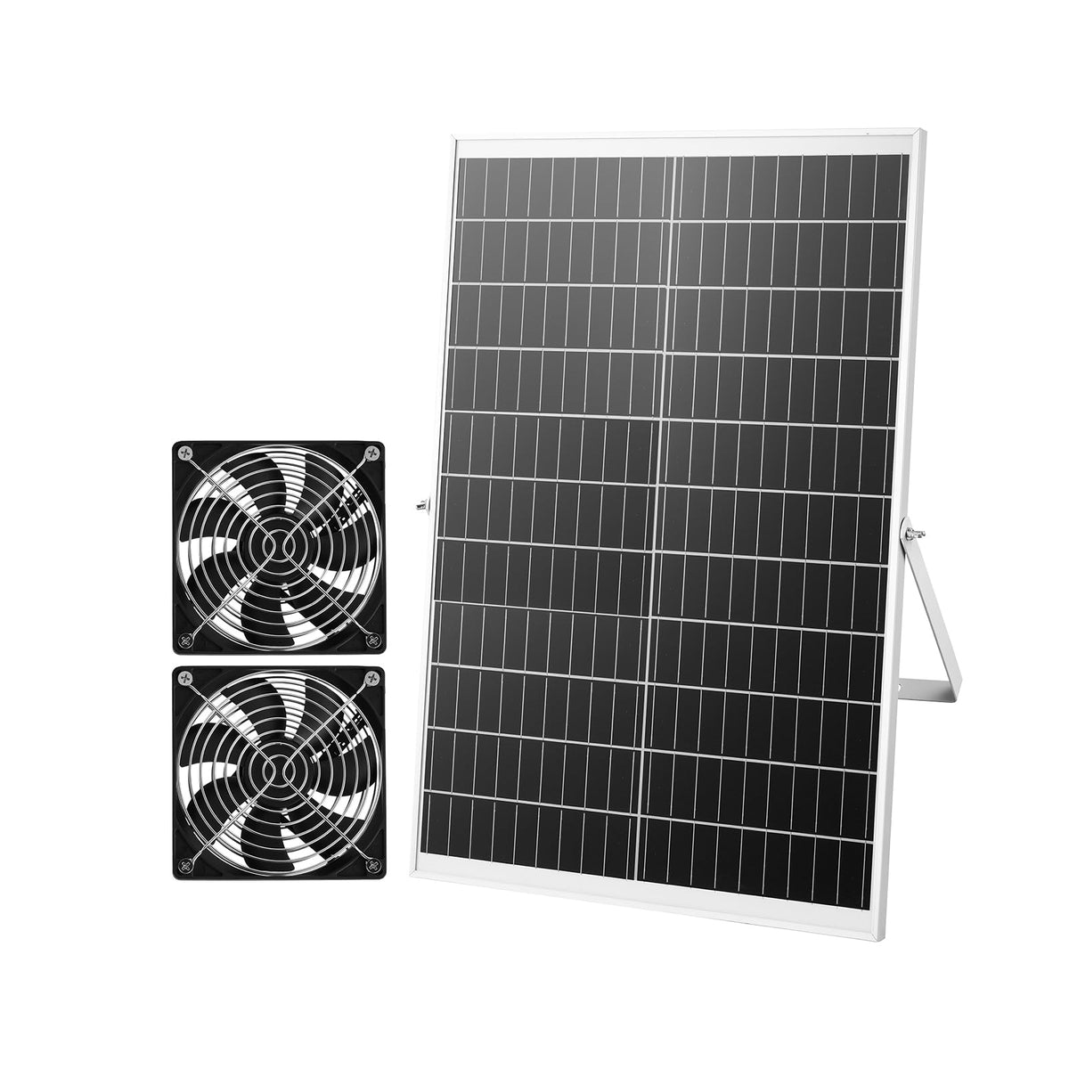 VEVOR Solar Powered Fan, 30W Solar Panel with 2 Fans, Adjustable Solar Panel Angle, 2668 RPM High-Speed, Flexible Installation, Fast Air Exchange for Greenhouse, Grow Tents, Chicken Coops, Shelters