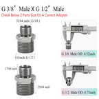 ENCMY 1/2 to 3/8 Water Line Adapter, Brass Compression reducer faucet fitting, 3/8 Male to 1/2 Male Water Hose Adapter for RV Kitchen, Pipe Connector with Teflon Tape and Filter gasket (4-Pack)