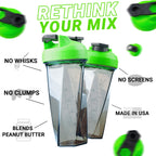 HELIMIX 2.0 Vortex Blender Shaker Bottle Holds upto 28oz | No Blending Ball or Whisk | USA Made | Portable Pre Workout Whey Protein Drink Shaker Cup | Mixes Cocktails Smoothies Shakes | Top Rack Safe
