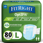 FitRight OptiFit Extra Adult Briefs, Incontinence Diapers with Tabs, Moderate Absorbency, Large, 44 to 56", 80 Count