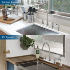 Cinwiny Kitchen Faucets, High Arc 360°Rotating Spout Kitchen Sink Faucet, 2 Handle 8 Inch Centerset RV Kitchen Faucet with Supply Lines, 3 or 4 Hole Kitchen Faucet with Side Sprayer, Brushed Nickel