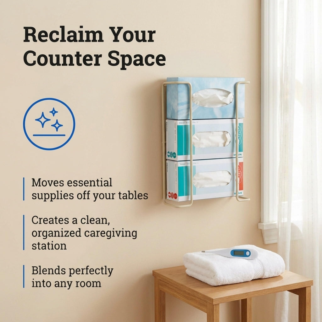Triple Glove Box Holder, Wall Mount Metal Glove Dispenser - PERFORMORE