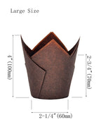 QLSmypkg Large Greaseproof paper Wrappers Muffin Baking cupcake cups liners, 2-1/4" x 4" Natural,Brown,White 3 colours in a box Tulip Baking Cups Holders 125 pcs (Large) (125, Multi 3)