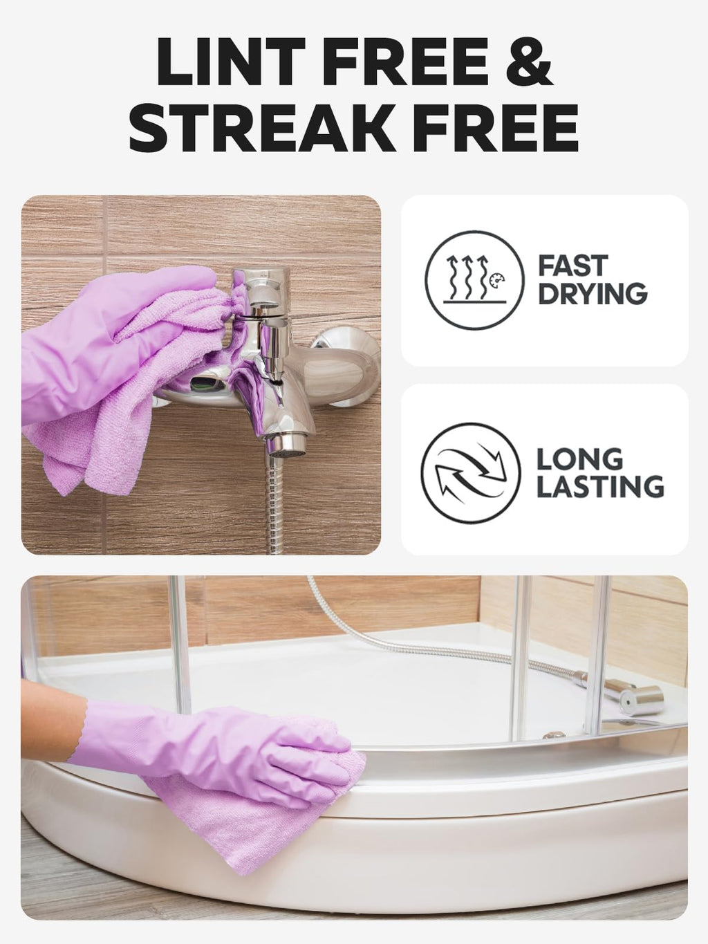 Fantasticlean Microfiber Cleaning Cloth Roll -75 Pack, Tear Away Microfiber Towels, 12" x 12", Reusable, Washable, Scratch Free, Ultra Absorbent Dishcloth for All-Around Cleaning Supplies (Purple)