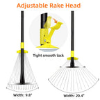Byhargen Adjustable Metal Leaf Rake, Heavy Duty Garden Rake with Wide & Narrow Modes, Rustproof Steel Head, Adjustable Handle for Lawn Care, Yard Clean Up, and Mulch Spreading