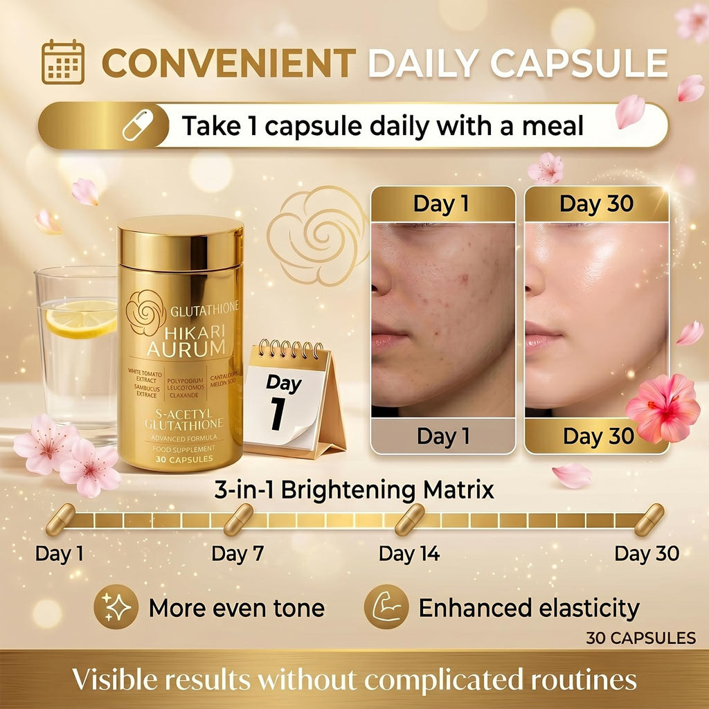Hikari Aurum Glutathione Capsule, Aurum Hikari Premium Glutathione - 30 Capsules