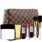 BAGCRAZY Makeup Bag, Cosmetic Bag, Portable Leather Large Checkered Makeup Bag, 2 Pack Large Capacity Travel Cosmetic Bag for Women, Lightweight Design and Waterproof Toiletries Bag Christmas Gifts