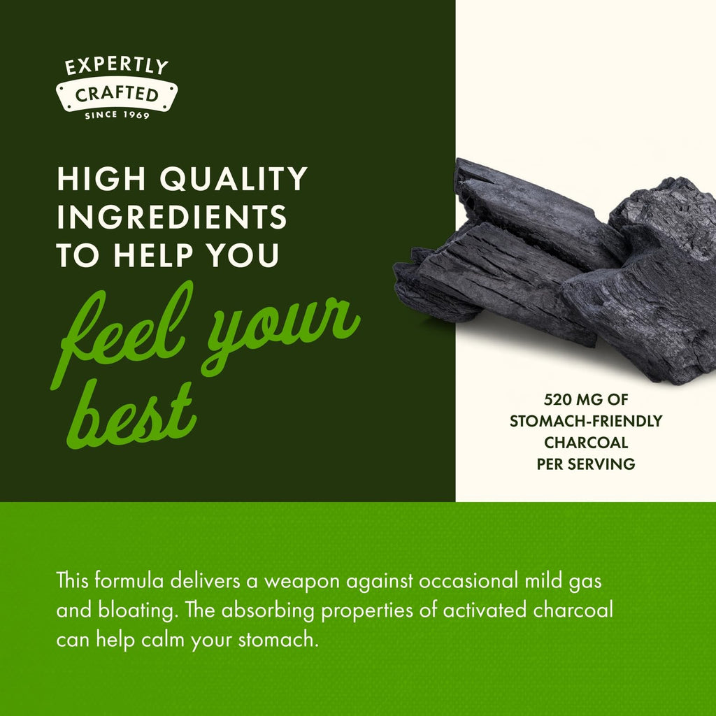 Swanson Activated Charcoal - Natural Supplement Supporting Healthy Absorption - Helps w/Bloating & Maintaining Bowel Regularity - (120 Capsules, 520mg per Serving) 2 Pack