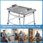 Walker Tray Table with 2 Cup Holders - Universal Trays for Standard Folding Walkers - Home Mobility Accessories by Bluestone (Gray)
