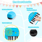 Toy Piano Keyboard for Kids Upgrade Electric Pianos Toys for 3 4 5 6 7 8 Year Old Girls Boys Beginners Keyboards with Microphone Toy for 3+ Year Old Kid Gifts (Blue)