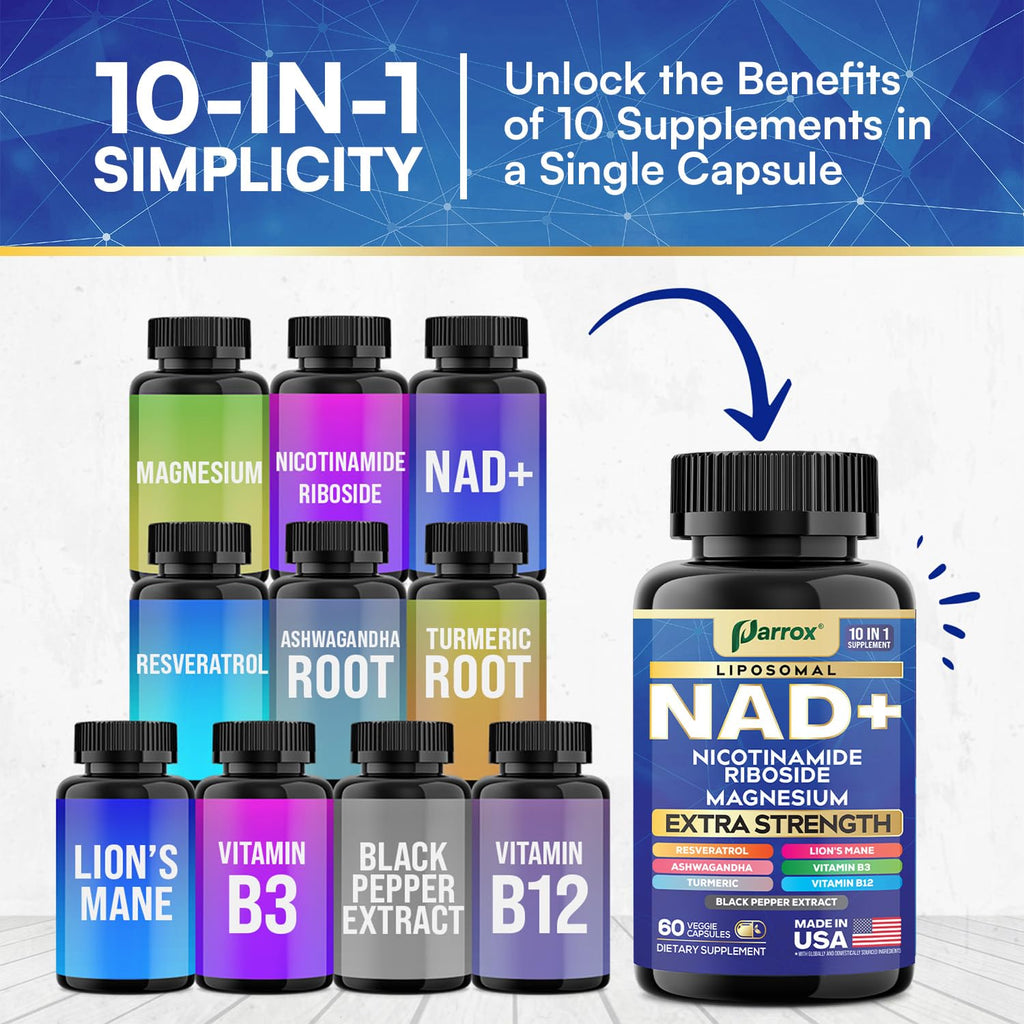 NAD+ Supplement, Liposomal Nicotinamide Riboside, 10-in-1 Strength, 2 Pack
