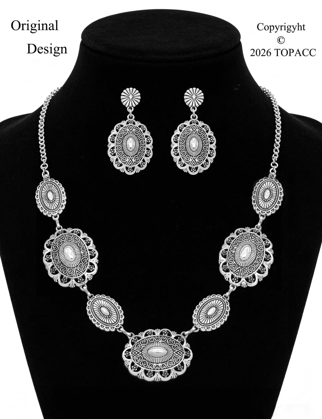 TOPACC Western Jewelry Set for Women Metal Vintage Western Necklace with Earrings Cowgirl Jewelry‌ for Country Concert Outfit