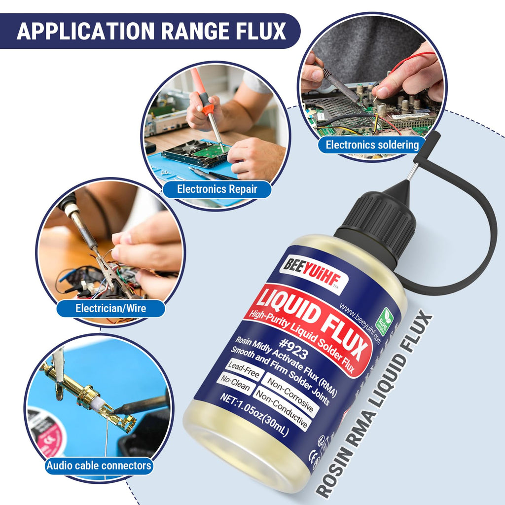 BEEYUIHF Liquid Solder Flux Dropper, Liquid Soldering Flux, No Clean Liquid Flux, Electrical Liquid Rosin Flux Solder, Liquid Flux Soldering Squeeze Bottle (30 mL/1.05Oz.)