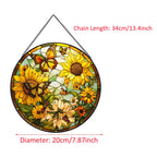 Payutou Sunflower Hanging Stained Glass for Windows,20cm/7.87inch Hand-Painted Sun Catcher Garden Hangings Christmas Mother's Day, Valentine's Day Ornaments Festival Gift