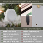 Zip 'n Hang Wreath Hanger for Front Door, White, 1 Pack