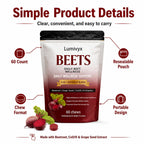 Lumivyx Beet Chews，Beetroot Blend with Beetroot, CoQ10 & Grape Seed Extract, Pomegranate Berry Flavor, 60 Count