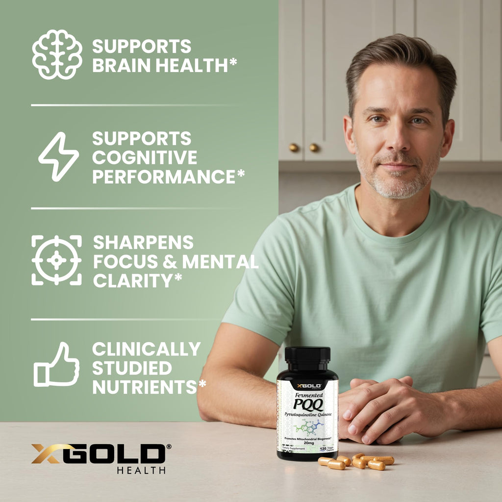 Fermented PQQ 20mg Supplement – Pyrroloquinoline Quinone for Mitochondrial Support, Cellular Energy Production, Brain Health, Memory, Focus & Healthy Aging, Vegan Non-GMO, 120 Capsules