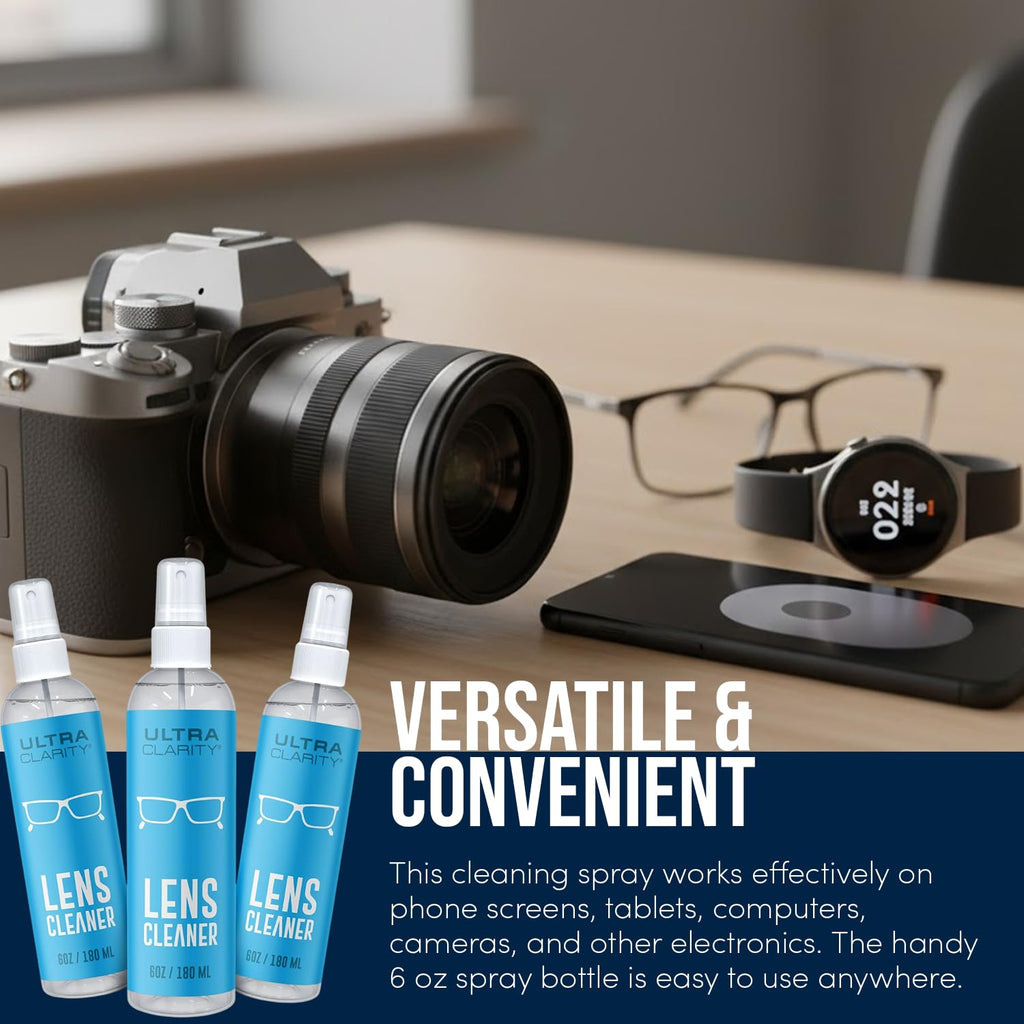 Powered by Nano Magic Eyeglass Lens Cleaning Spray 6 oz (3 Pack) | Professional Grade Formula, Silicone-Free | for Glasses, Phone, Electronic Screens, Optic Surfaces, Coated Surfaces - Made in USA