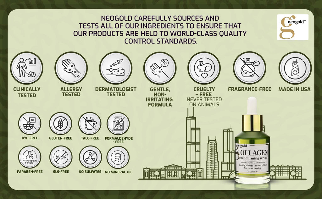 Neogold Collagen Serum For Face | Collagen Face Serum For Skin Tightening Helps Lift, Plump, & Firm Sagging Skin | Serums For Skin Care | Anti Wrinkle Boost, Fragrance Free, 2 Fl Oz