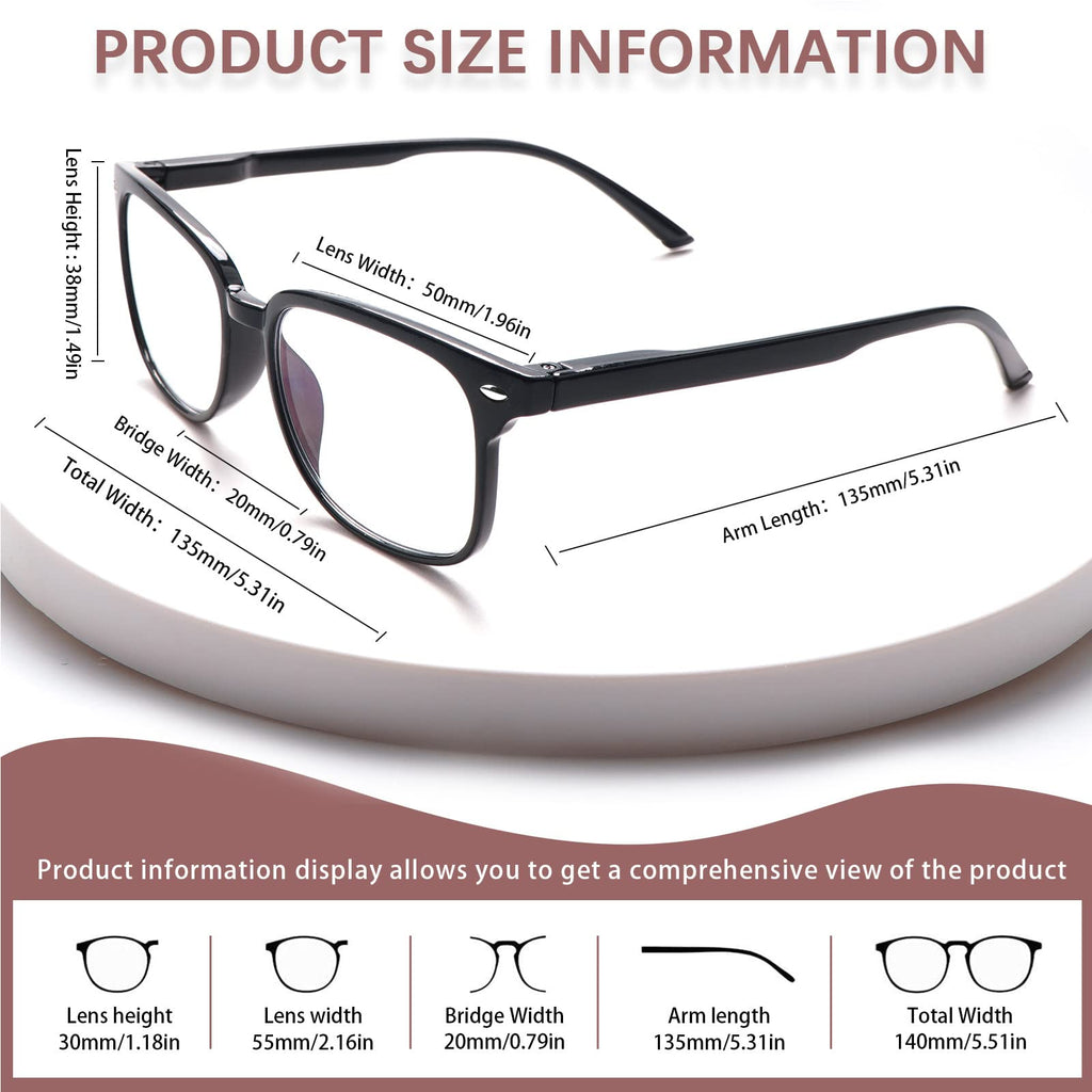 STASTEND Progressive Multifocal Anti Blue Light Reading Glasses for Women and Men Fashion Eyeglasses Frame (3 Mix C1, 2.00, multiplier_x)