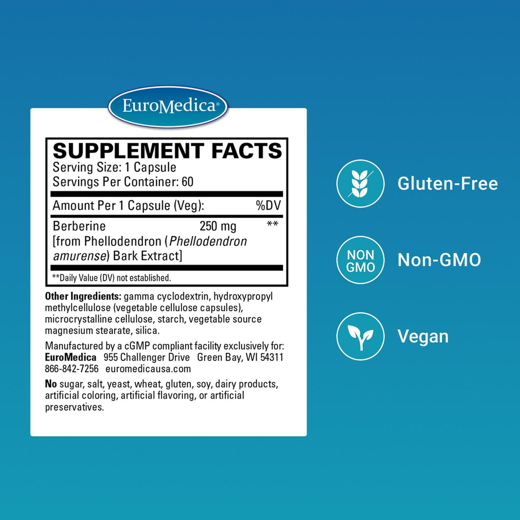 EuroMedica Ultra Absorption - Brain & Liver Health Support Supplement - Ultra-Absorption Support Supplement with Indian Barberry Root Extract - Vegan Capsules Aid Metabolic Health - 60 Capsules