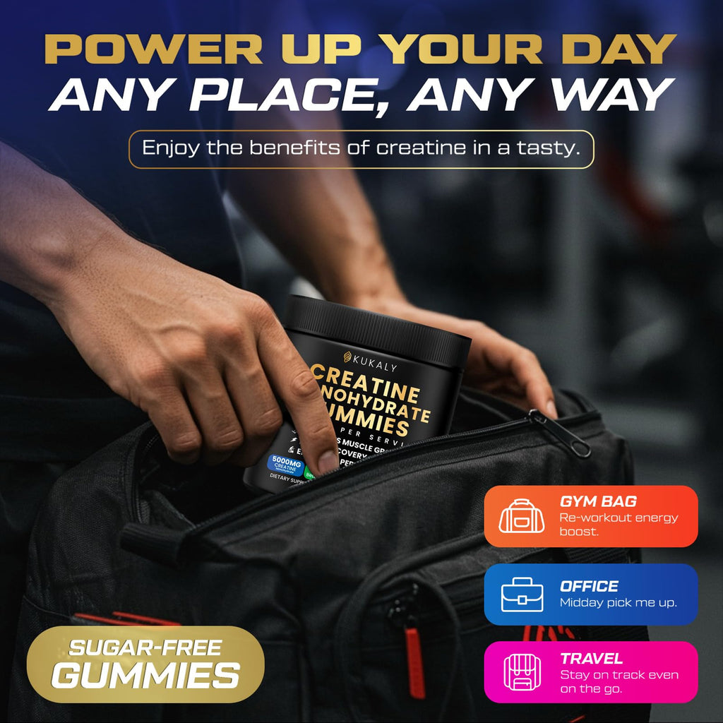 ZyterX Creatine Monohydrate Gummies for Men & Women, 9000MG Creatine Gummies Sugar Free with L-Taurine, BCAA 2:1, B12 B6 for Boost Strength, Focus & Endurance, Vegan, Non-GMO, Blueberry 120pcs