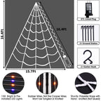 Halloween Spider Web Lights 150 LED Lighted Spider Web Giant 16.4 Ft Halloween Decorations Light up with 8 Lighting Modes Waterproof & Timer Outdoor Indoor Yard Haunted House Decor, Purple & Orange