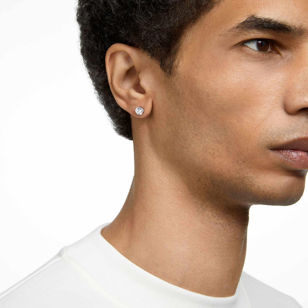 Swarovski Constella Pierced Stud Earrings, White Crystals on a Rhodium Finish Setting, Part of the Constella Collection