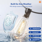 addlon 100FT(50FT*2) LED Outdoor String Lights with Remote Waterproof Patio Lights with 54 Shatterproof ST38 Replaceable Bulbs(4 Spare), Dimmable Outside Hanging Lights Connectable for Porch, Backyard
