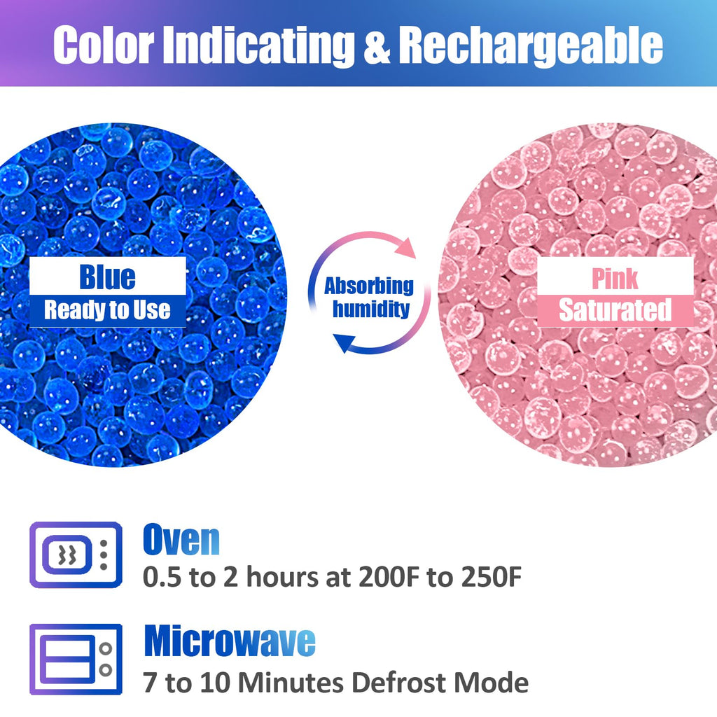 8.2LBS Silica Gel Desiccant Beads, Premium Blue Indicating Reusable Desiccant Bulk, Industry 3-5 mm Silica Beads Dehumidifier for 3D Filament, Electronic Devices, Camera, Jewelry, Safe (10PCS Bags)