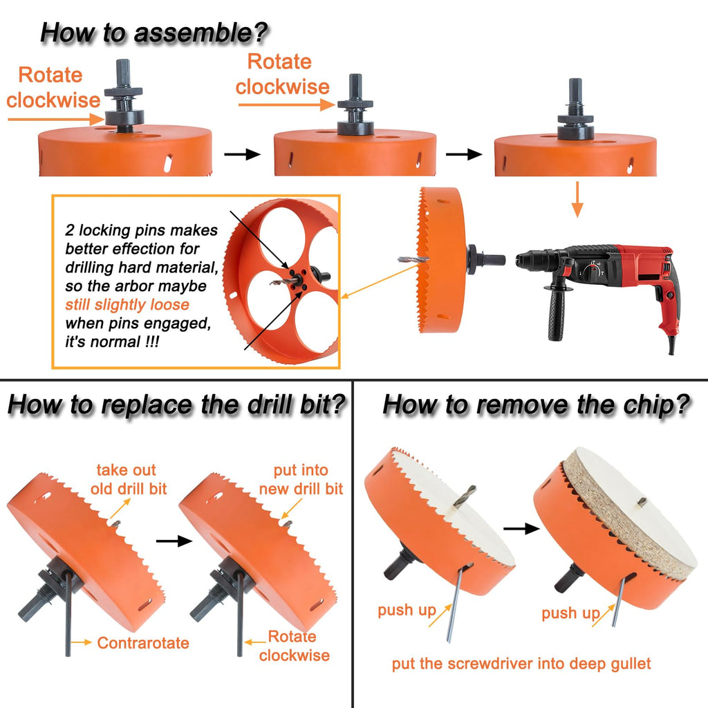 VIKITON 6.25 Hole Saw for Recessed Lights Can Lights, 6-1/4 Inch Hole Cutter with Dust Bowl Catcher for Led Recessed Lighting 6 Inch and Wood Metal Drywall, Bi-Metal Construction