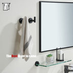 JQK Black Bathroom Towel Hook, Coat Robe Clothes Hook for Bathroom Kitchen Garage Wall Mounted (4 Pack), 304 Stainless Steel Matte Black, TH100-PB-P4