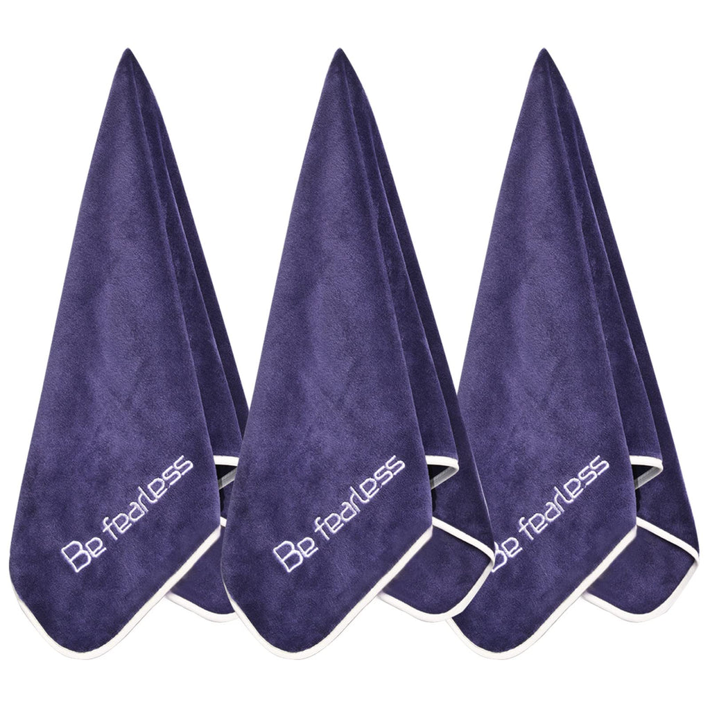 Wuwahold Microfiber Gym Towels Bigger Size Super Soft for Exercise Fitness, Sports, Workout, 380-GSM 15-Inch x 31-Inch Quick-Drying Towels (3 Pack, Navy Blue)