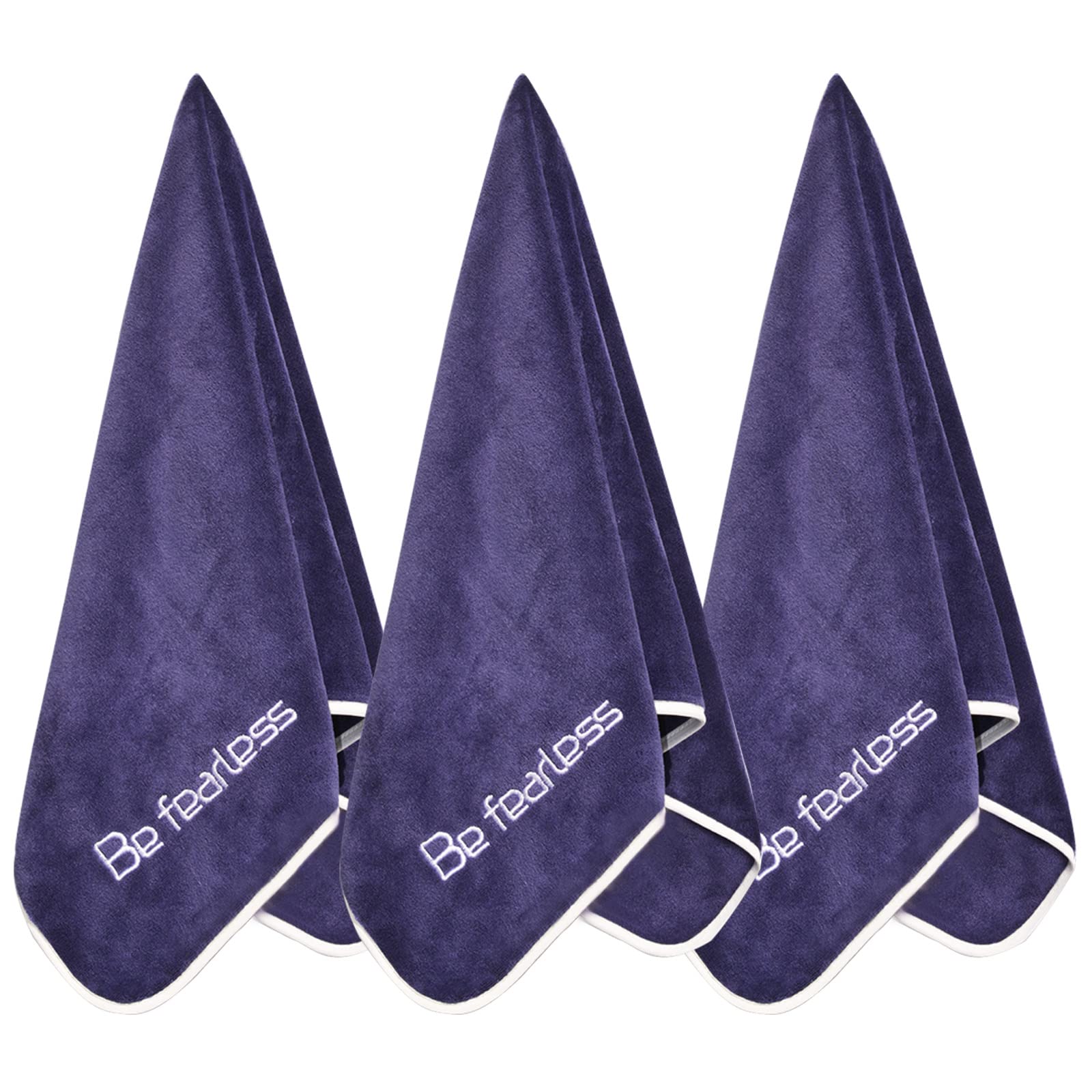 Wuwahold Microfiber Gym Towels Bigger Size Super Soft for Exercise Fitness, Sports, Workout, 380-GSM 15-Inch x 31-Inch Quick-Drying Towels (3 Pack, Navy Blue)