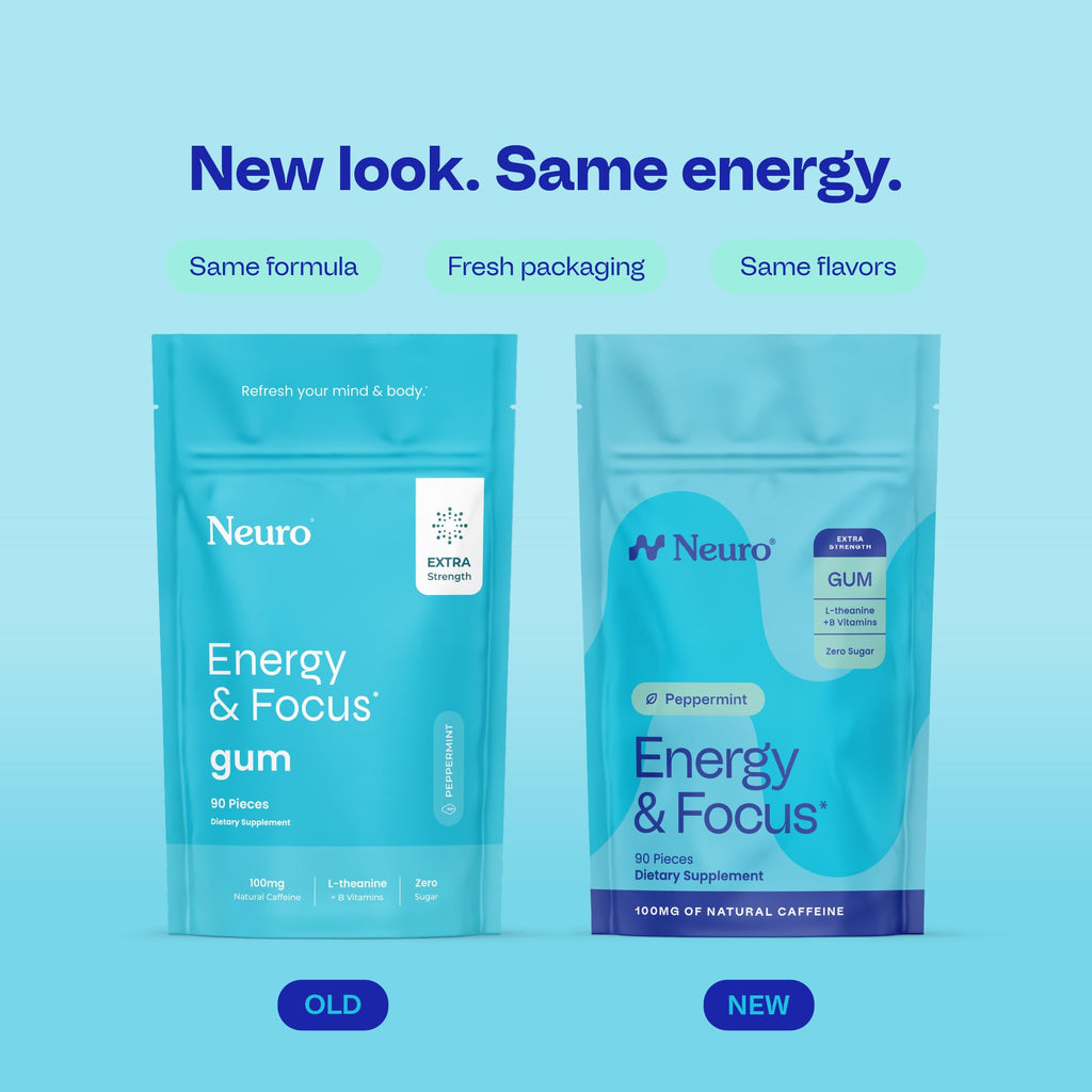 Neuro Energy & Focus Gum, Extra Strength, Peppermint, 90 Count