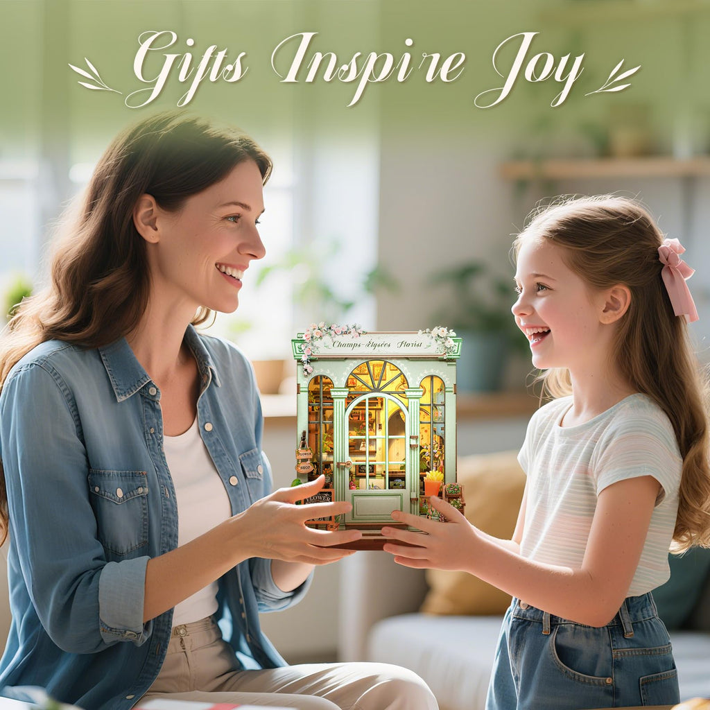 CUTEBEE Book Nook Kit - DIY Miniature House Dollhouse Kit for Adults and Teens, Booknook Tiny House Bookshelf 3D Wooden Puzzle, Gifts for Family (Champs-Élysées Florist)