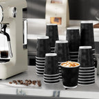 Lamosi 12 oz Disposable Coffee Cups - 120 Pack, Insulated Corrugated Paper Cups 12 oz, Kraft Ripple Wall Cups for Hot Beverage or Cold Drinks Office/Home/Party/Travel/Cafe (Black)