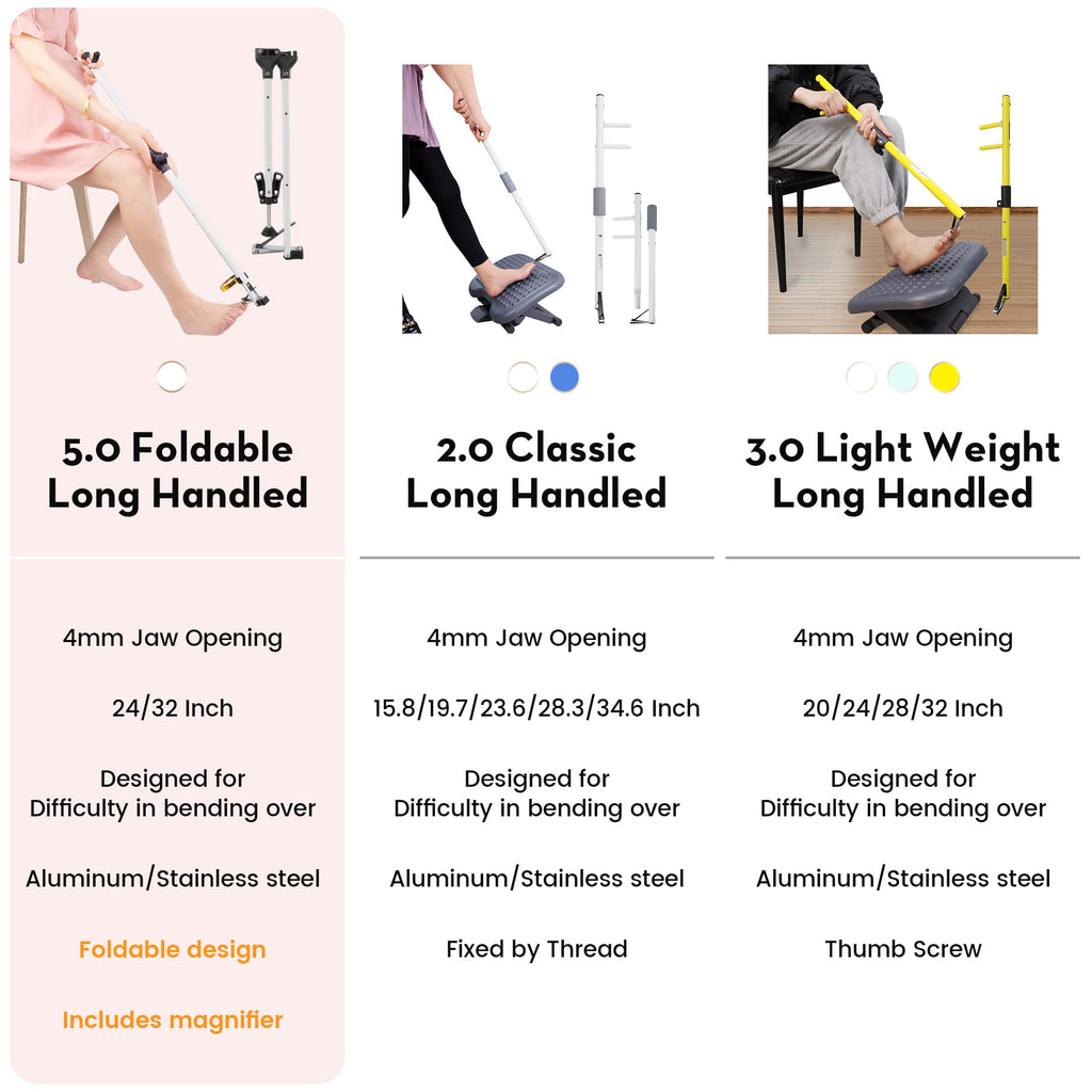Foldable Long Handle Toenail Clippers Scissors, Include Magnifier, Foldable Handle, Wide Jaw Opening, Design for Seniors, Overweight, Hip and Waist Patients | Easy to Carry (With Magnifier, 24Inch)