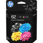 HP 62 Black/Tri-Color Ink Cartridges (2-Pack) | Works with Envy 5540, 5640, 5660, 7640, OfficeJet 5740, 8040, Mobile 200, 250 | N9H64FN | Packaging May Vary