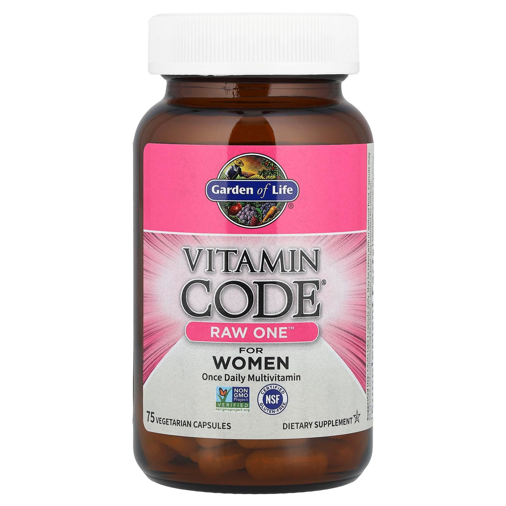 Garden of Life Vitamin Code Raw One for Women, Once Daily Women's Multivitamin - 75 Capsules, One a Day Vitamins Whole Food Iron, Probiotics for Digestive Health, Gluten Free Vegetarian