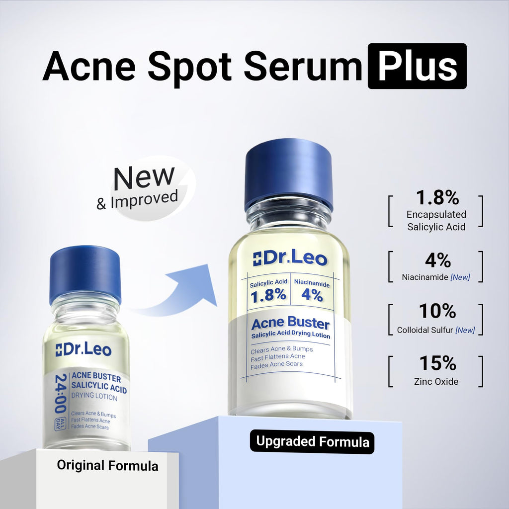 Dr.Leo 1.8% Salicylic Acid Spot Serum, Acne Treatment for Acne-Prone Sensitive Skin | Niacinamide, Fast Pimple Relief, Fades Acne Marks, Overnight & Period Breakouts, 0.34 fl oz (20 ml)