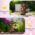 Tiejiajiang Solar Highland Cow Decor - Resin Cow Statue with Solar Lantern