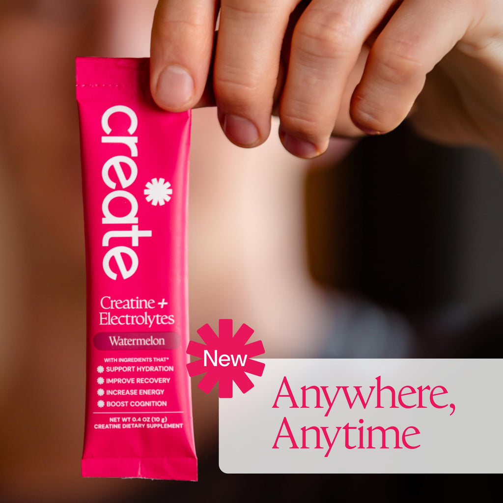 Create Creatine + Electrolytes Mix - Creatine Monohydrate Stick Packs, Supports Energy and Hydration, NSF Certified for Sport, 30 Count, Watermelon