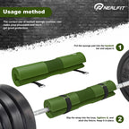 NEALFIT Barbell Pad Squat Pad for Squats���Squat Bar Pad���Great for Weightlifting,Lunges and Hip Thrusts���Foam Sponge Pad���Fit Standard and Olympic Bars Perfectly (Army Green)