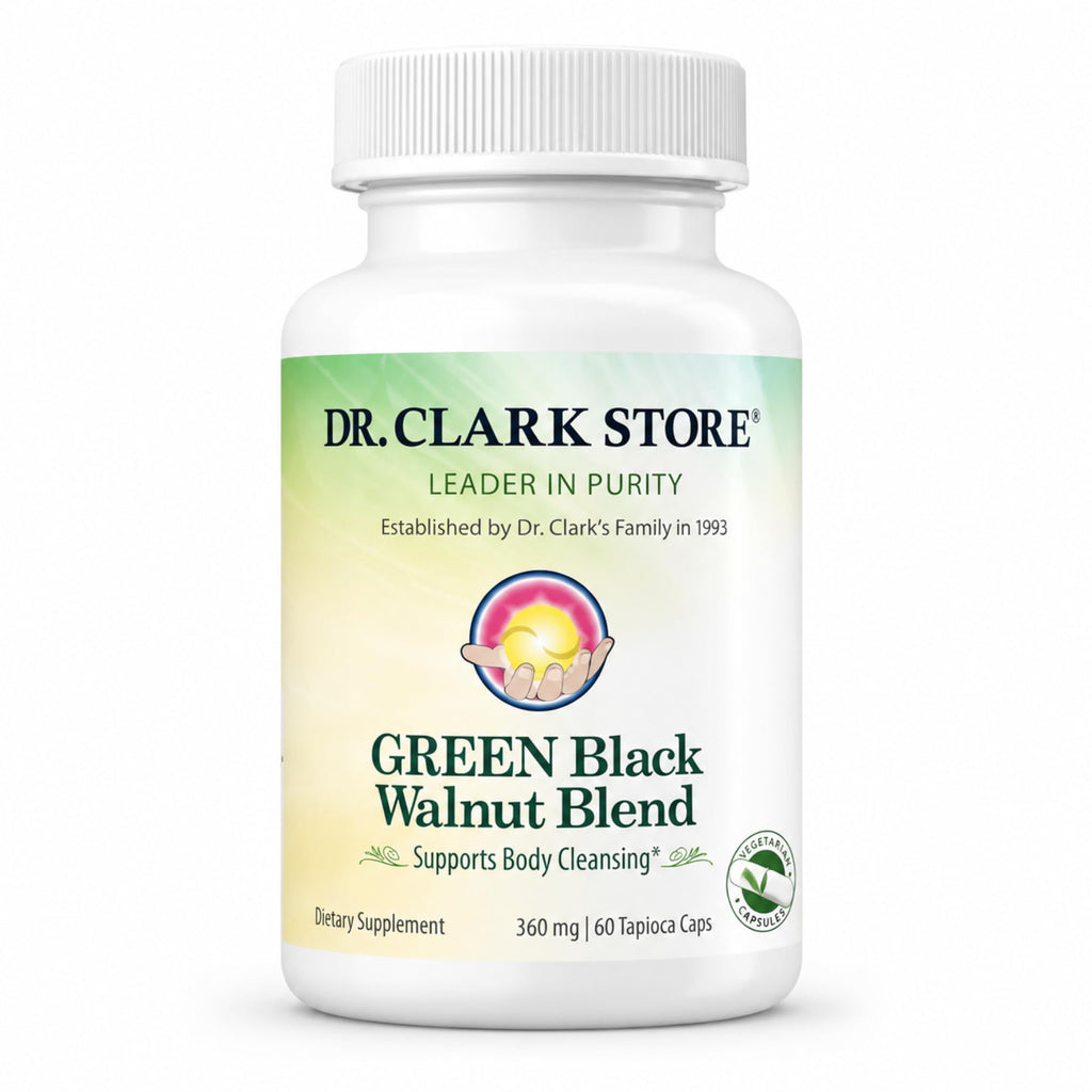 Dr Clark Store Green Black Walnut Blend 360mg, 60 Tapoica Capsules, 60 Day Supply, Freeze Dried Hull with Peppermint, Supports Healthy Intestinal Environment and Routine Wellness Cleansing, USA Made