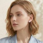 Reffeer Solid 925 Sterling Silver Plumeria Flower Stud Earrings for Women Teen Girls Crystal Flower Stud Earrings (A-Silver)